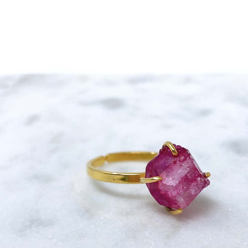 Raw Pink Agate Ring